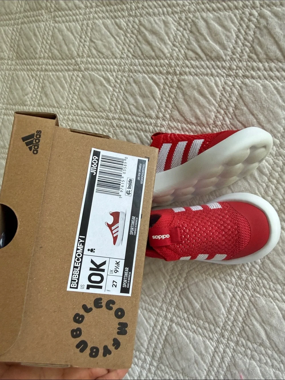 adidas bubble comfy UNISEX Kids Red Slip-On Athletic Shoes 10T